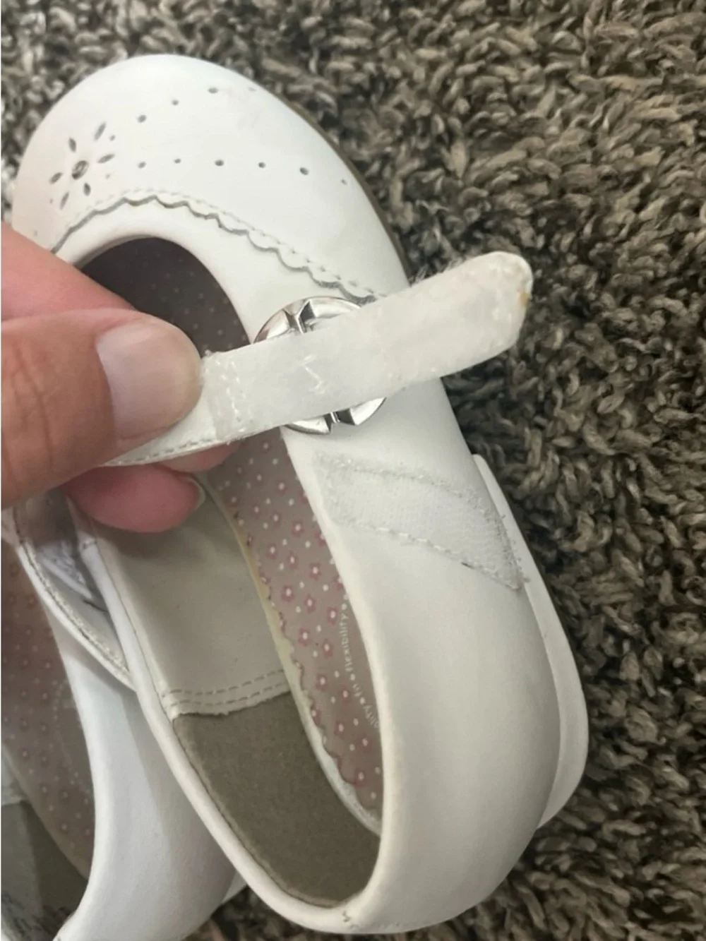 Stride Rite Camila White Leather Mary Jane Shoes Toddler Girl’s Size 6.5